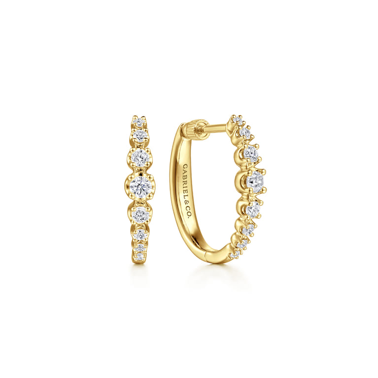 14K Yellow Gold 20mm Buttercup Set Diamond Classic Oval Hoop Earrings - 0.5 ct - Shot 1