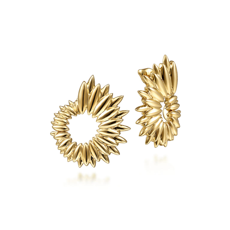 14K Yellow Gold 20mm Bypass Hoop Earrings - Shot 1