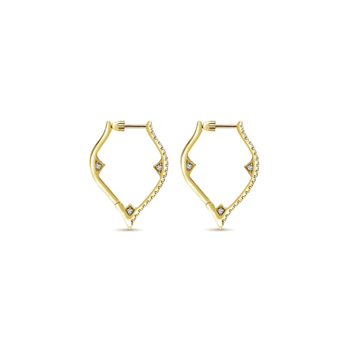 14K Yellow Gold 20mm Geometric Diamond Huggie Earrings - 0.55 ct - Shot 2