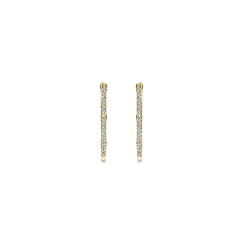 14K Yellow Gold 20mm Geometric Diamond Huggie Earrings - 0.55 ct - Shot 3