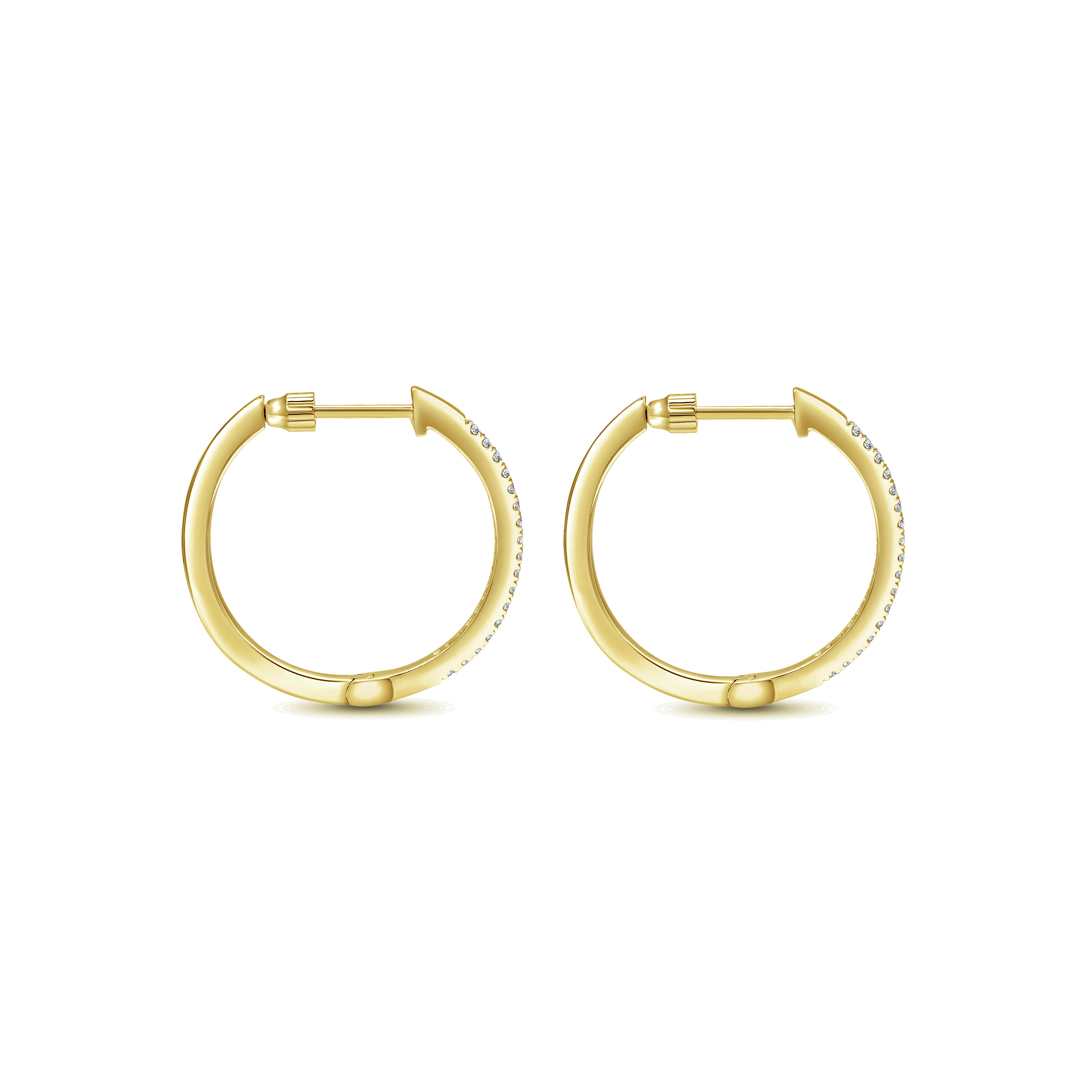 14K Yellow Gold 20mm Round Classic Diamond Hoop Earrings - 0.23 ct - Shot 2
