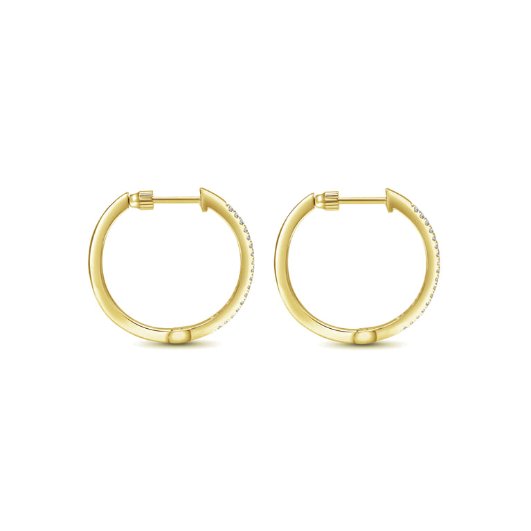 14K Yellow Gold 20mm Round Classic Diamond Hoop Earrings - 0.23 ct - Shot 2