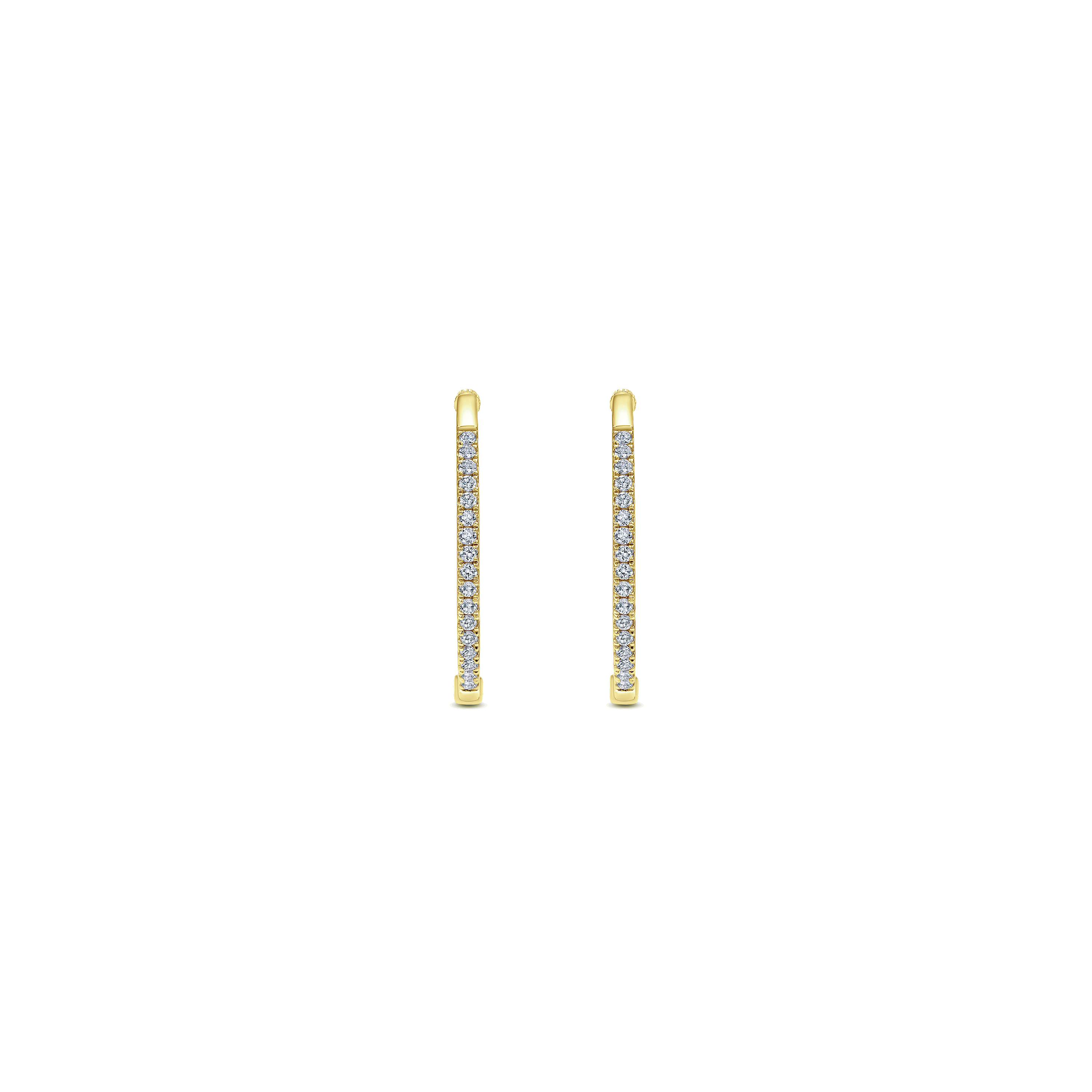 14K Yellow Gold 20mm Round Classic Diamond Hoop Earrings - 0.23 ct - Shot 3