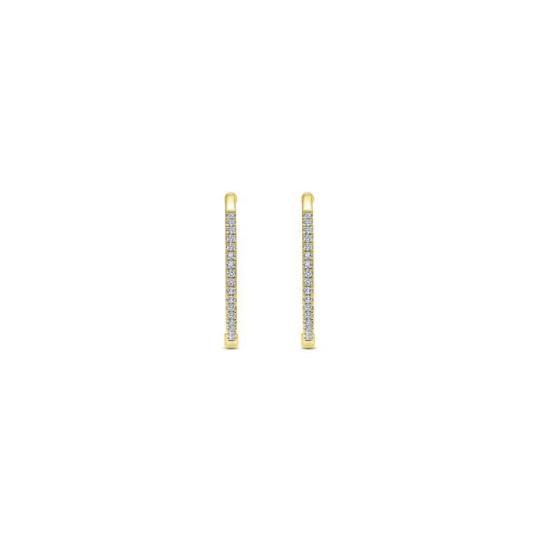 14K Yellow Gold 20mm Round Classic Diamond Hoop Earrings - 0.23 ct - Shot 3