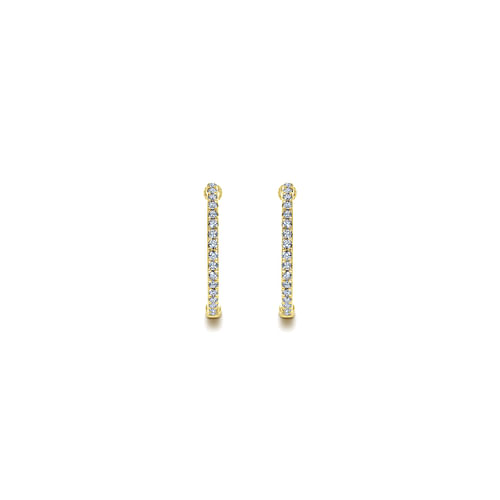 14K Yellow Gold 20mm Round Inside Out Diamond Hoop Earrings - 0.4 ct - Shot 3
