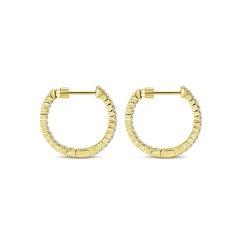 14K Yellow Gold 20mm Round Inside Out Diamond Hoop Earrings - 0.5 ct - Shot 2