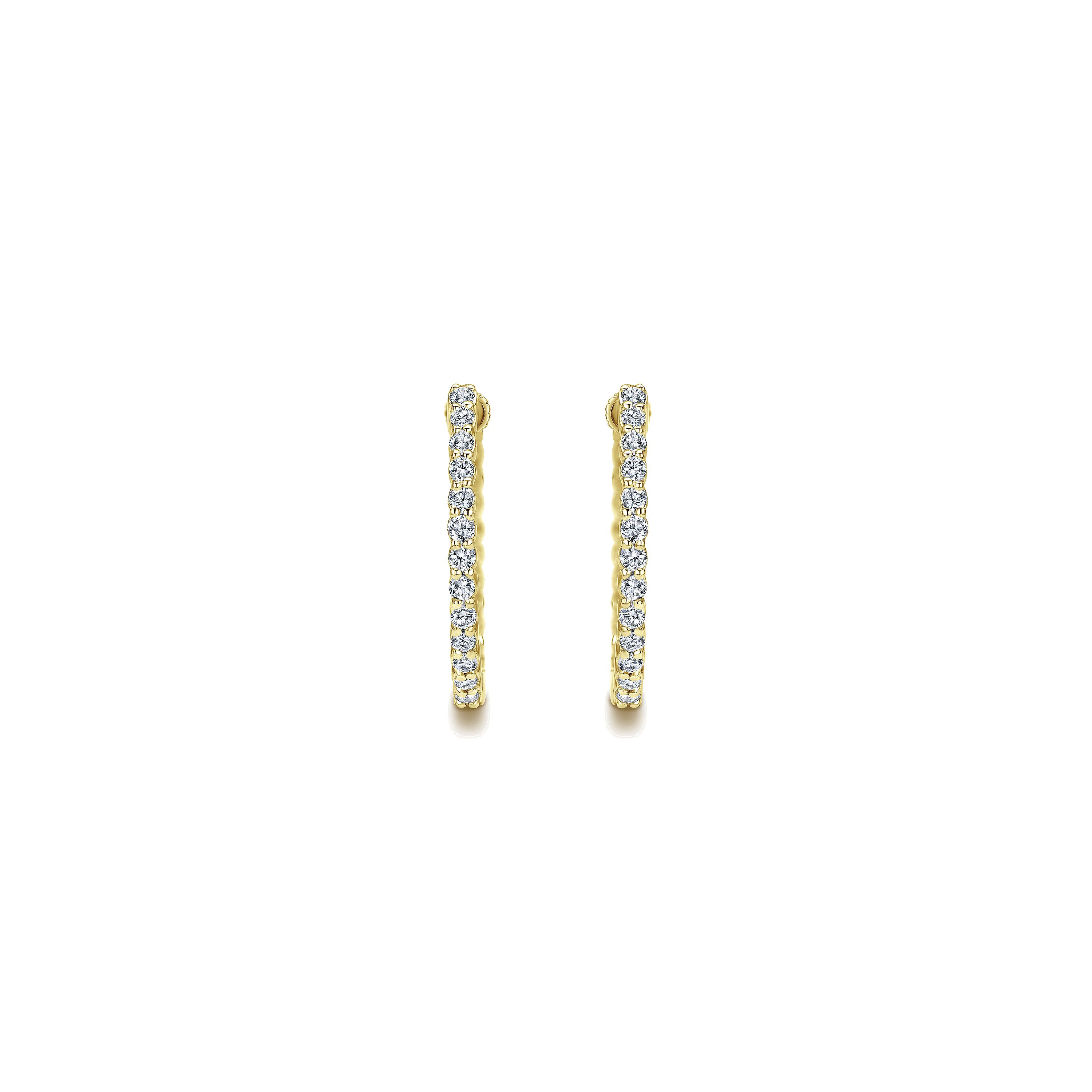 14K Yellow Gold 20mm Round Inside Out Diamond Hoop Earrings - 0.5 ct - Shot 3