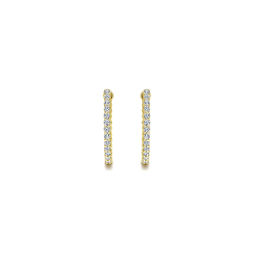 14K Yellow Gold 20mm Round Inside Out Diamond Hoop Earrings - 0.5 ct - Shot 3