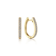 14K Yellow Gold 20mm Slim Pave Diamond Huggie Earrings