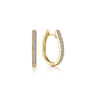 14K Yellow Gold 20mm Slim Pave Diamond Huggie Earrings - 0.25 ct