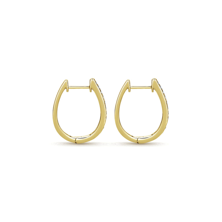 14K Yellow Gold 20mm Slim Pave Diamond Huggie Earrings - 0.25 ct - Shot 2