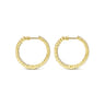 14K Yellow Gold 25mm Round Inside Out Diamond Hoop Earrings - 0.94 ct
