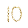 14K Yellow Gold 30mm Chain Pattern Hoop Earrings