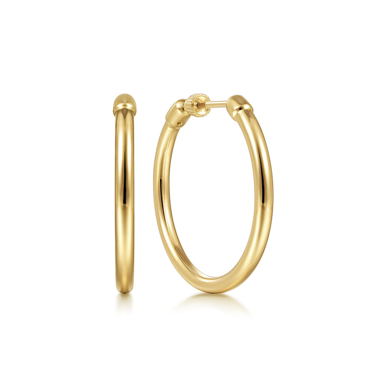 14K Yellow Gold 30mm Classic Hoops Earrings - Shot 1