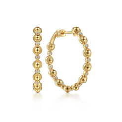 14K Yellow Gold 30mm Diamond Bujukan Hoop Earrings