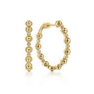 14K Yellow Gold 30mm Diamond Bujukan Hoop Earrings
