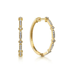 14K Yellow Gold 30mm Diamond Classic Hoop Earrings