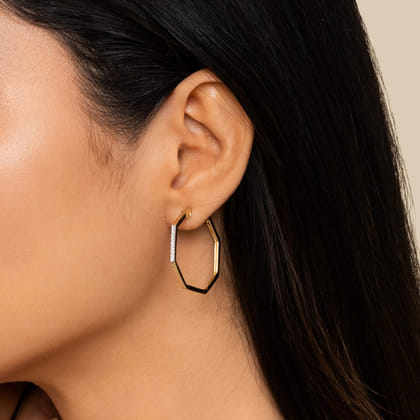 14K Yellow Gold 30mm Diamond Classic Hoop Earrings