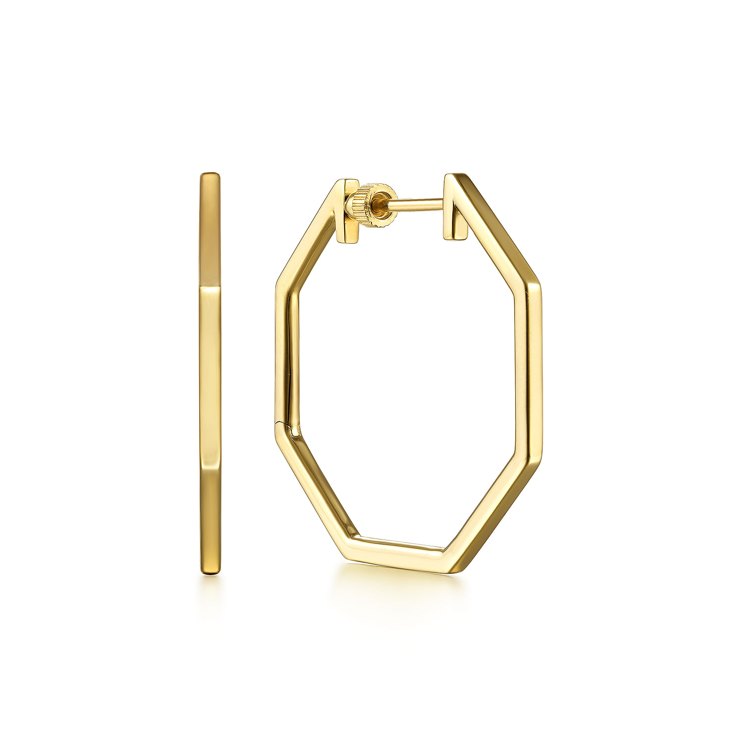 14K Yellow Gold 30mm Geometric Classic Hoop Earrings