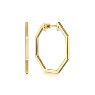 14K Yellow Gold 30mm Geometric Classic Hoop Earrings