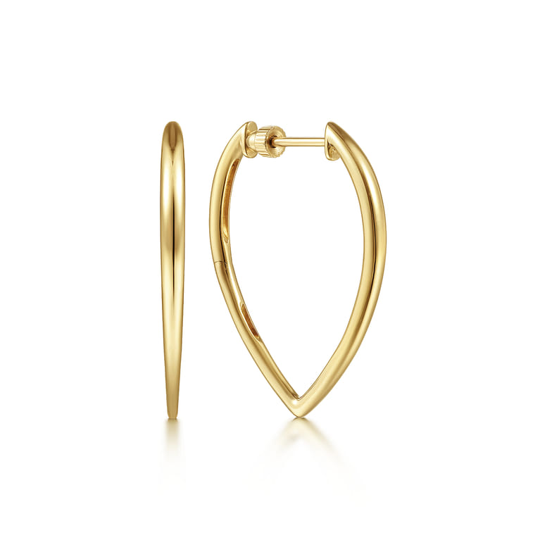 14K Yellow Gold 30mm Geometric Classic Hoop Earrings - Shot 1