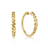 14K Yellow Gold 30mm Marquise Pattern Hoop Earrings