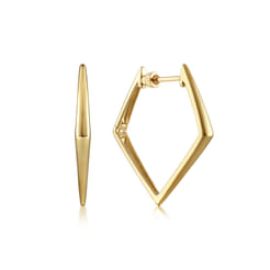 14K Yellow Gold 30mm Triangular Classic Hoop Earrings