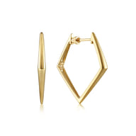 14K Yellow Gold 30mm Triangular Classic Hoop Earrings