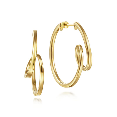 14K Yellow Gold 30mm Twisted Hoop Earrings