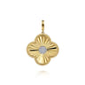 14K Yellow Gold 32mm Bujukan  Diamond Cut Diamond Clover Medallion Pendant With Detachable Bail - 0.35 ct