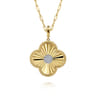 14K Yellow Gold 32mm Bujukan  Diamond Cut Diamond Clover Medallion Pendant With Detachable Bail - 0.35 ct