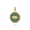 14K Yellow Gold 32mm Bujukan Diamond  Malachite Medallion Pendant With Detachable Bail - 0.5 ct