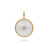 14K Yellow Gold 32mm Bujukan Diamond  Mother of Pearl Medallion Pendant With Detachable Bail - 0.5 ct