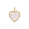 14K Yellow Gold 32mm Bujukan Heart Pink Mother of Pearl Pendant With Detachable Bail