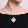 14K Yellow Gold 32mm Bujukan Heart Pink Mother of Pearl Pendant With Detachable Bail