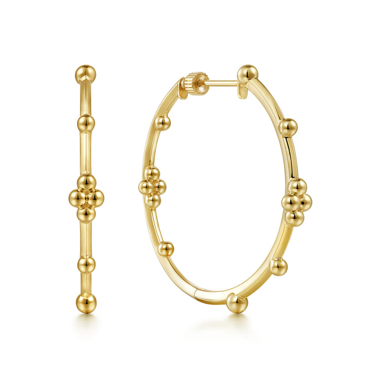 14K Yellow Gold 40mm Bujukan Classic Hoop Earrings - Shot 1