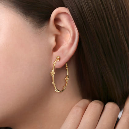 14K Yellow Gold 40mm Bujukan Classic Hoop Earrings