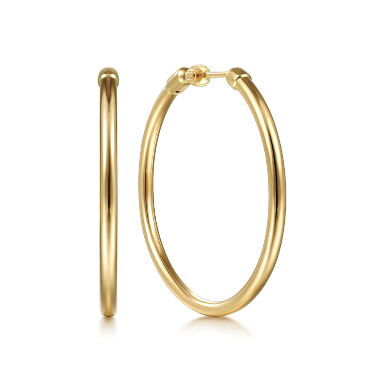 14K Yellow Gold 40mm Classic Hoop Earrings - Shot 1