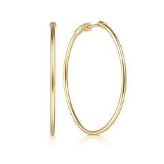 14K Yellow Gold 40mm Round Classic Hoop Earrings