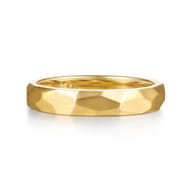 14K Yellow Gold 4mm - Men's Wedding Band in Sand Blast Finish