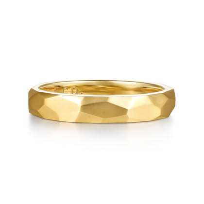 14K Yellow Gold 4mm - Men's Wedding Band in Sand Blast Finish