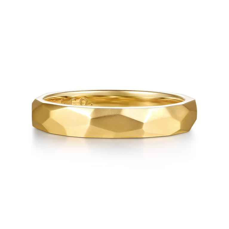 14K Yellow Gold 4mm - Men's Wedding Band in Sand Blast Finish - Shot 1