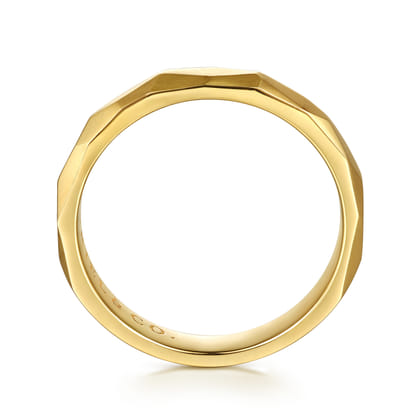 14K Yellow Gold 4mm - Men's Wedding Band in Sand Blast Finish