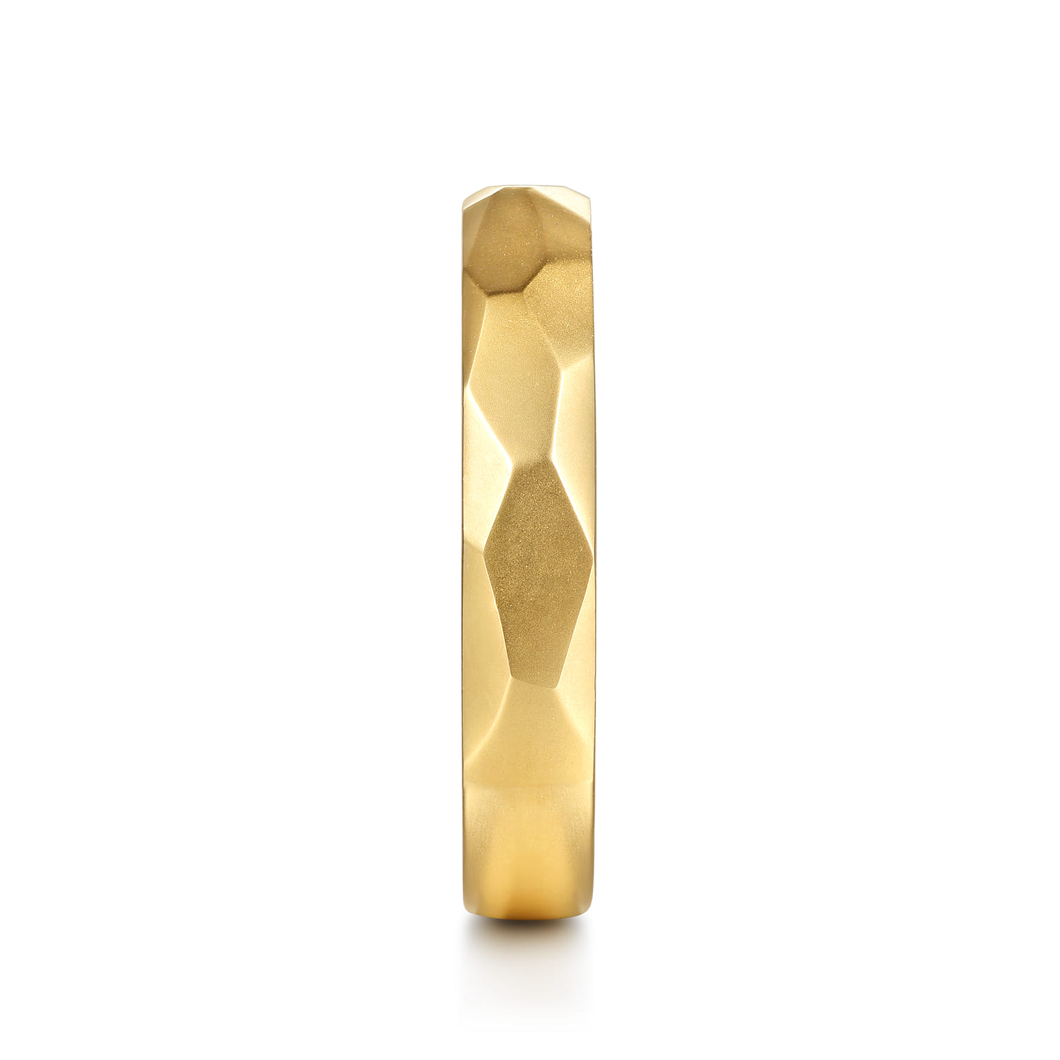 14K Yellow Gold 4mm - Men's Wedding Band in Sand Blast Finish - Shot 4