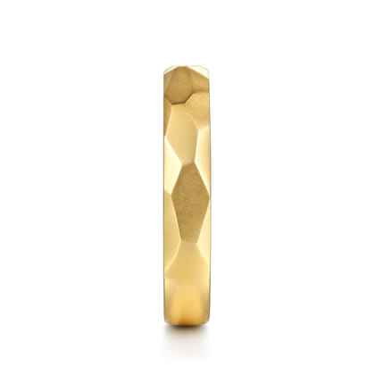 14K Yellow Gold 4mm - Men's Wedding Band in Sand Blast Finish