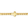 14K Yellow Gold 4mm Beaded Mens Bracelet with Black Spinel Cross