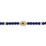 14K Yellow Gold 4mm Lapis and Sapphire Beaded Bracelet with Evil eye