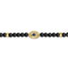 14K Yellow Gold 4mm Onyx and Sapphire Beaded Bracelet with Evil eye