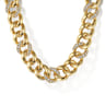 14K Yellow Gold 4mm Solid Cuban Link Chain Necklace with Diamond Stations - 0.82 ct