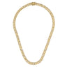 14K Yellow Gold 4mm Solid Cuban Link Chain Necklace with Diamond Stations - 0.82 ct